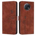 For Xiaomi Redmi Note 9T Skin Feel Heart Pattern Leather Phone Case(Brown)