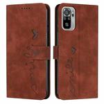 For Xiaomi Redmi Note 10 4G/Note 10s Skin Feel Heart Pattern Leather Phone Case(Brown)