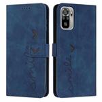 For Xiaomi Redmi Note 10 4G/Note 10s Skin Feel Heart Pattern Leather Phone Case(Blue)