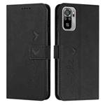 For Xiaomi Redmi Note 10 4G/Note 10s Skin Feel Heart Pattern Leather Phone Case(Black)