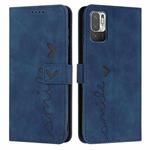 For Xiaomi Redmi Note 10 5G Skin Feel Heart Pattern Leather Phone Case(Blue)