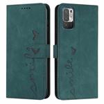 For Xiaomi Redmi Note 10 5G Skin Feel Heart Pattern Leather Phone Case(Green)