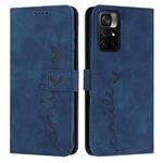For Xiaomi Redmi Note 11 5G Skin Feel Heart Pattern Leather Phone Case(Blue)