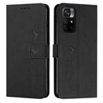 For Xiaomi Redmi Note 11 5G Skin Feel Heart Pattern Leather Phone Case(Black)