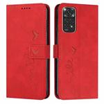 For Xiaomi Redmi Note 11 Global Skin Feel Heart Pattern Leather Phone Case(Red)