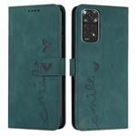 For Xiaomi Redmi Note 11 Global Skin Feel Heart Pattern Leather Phone Case(Green)