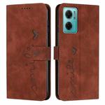 For Xiaomi Redmi Note 11e Skin Feel Heart Pattern Leather Phone Case(Brown)