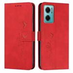 For Xiaomi Redmi Note 11e Skin Feel Heart Pattern Leather Phone Case(Red)