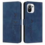For Xiaomi Mi 11 Lite Skin Feel Heart Pattern Leather Phone Case(Blue)