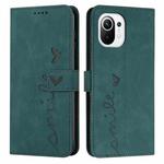 For Xiaomi Mi 11 Lite Skin Feel Heart Pattern Leather Phone Case(Green)
