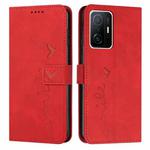 For Xiaomi 11T/11T Pro Skin Feel Heart Pattern Leather Phone Case(Red)