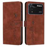 For Xiaomi Poco M4 Pro Skin Feel Heart Pattern Leather Phone Case(Brown)