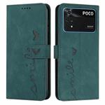 For Xiaomi Poco M4 Pro Skin Feel Heart Pattern Leather Phone Case(Green)