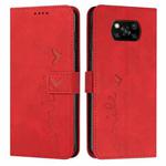 For Xiaomi Poco X3 NFC Skin Feel Heart Pattern Leather Phone Case(Red)