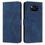 For Xiaomi Poco X3 NFC Skin Feel Heart Pattern Leather Phone Case(Blue)