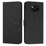 For Xiaomi Poco X3 NFC Skin Feel Heart Pattern Leather Phone Case(Black)