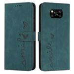For Xiaomi Poco X3 NFC Skin Feel Heart Pattern Leather Phone Case(Green)