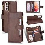 For Samsung Galaxy S21 5G Litchi Texture Zipper Leather Phone Case(Brown)