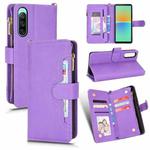 For Sony Xperia 10 IV Litchi Texture Zipper Leather Phone Case(Purple)