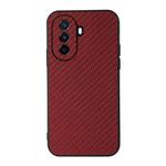 For Huawei Enjoy 50 China/nova Y70 4G Global/nova Y70 Plus Fine Hole Carbon Fiber Texture Shockproof Phone Case(Red)