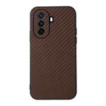 For Huawei Enjoy 50 China/nova Y70 4G Global/nova Y70 Plus Fine Hole Carbon Fiber Texture Shockproof Phone Case(Brown)