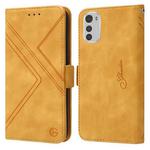 For Motorola Moto E32 RFID Geometric Line Flip Leather Phone Case(Yellow)