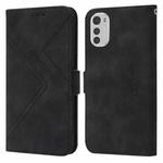 For Motorola Moto E32 RFID Geometric Line Flip Leather Phone Case(Black)