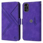 For Motorola Moto G22 RFID Geometric Line Flip Leather Phone Case(Purple)