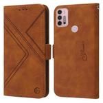 For Motorola Moto G30 / G10 / G20 RFID Geometric Line Flip Leather Phone Case(Brown)