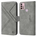 For Motorola Moto G30 / G10 / G20 RFID Geometric Line Flip Leather Phone Case(Grey)