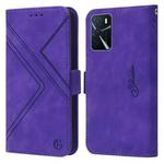 For OPPO A16 RFID Geometric Line Flip Leather Phone Case(Purple)