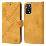 For OPPO A16 RFID Geometric Line Flip Leather Phone Case(Yellow)