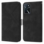 For OPPO A16 RFID Geometric Line Flip Leather Phone Case(Black)