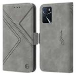 For OPPO A16 RFID Geometric Line Flip Leather Phone Case(Grey)