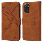 For Xiaomi Redmi Note 11 Global RFID Geometric Line Flip Leather Phone Case(Brown)
