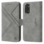 For Xiaomi Redmi Note 11 Global RFID Geometric Line Flip Leather Phone Case(Grey)