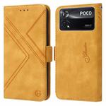 For Xiaomi Poco X4 Pro 5G RFID Geometric Line Flip Leather Phone Case(Yellow)