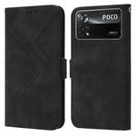 For Xiaomi Poco X4 Pro 5G RFID Geometric Line Flip Leather Phone Case(Black)