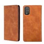 For Motorola Moto G Power 2022 Skin Feel Magnetic Horizontal Flip Leather Phone Case(Light Brown)