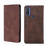 For Motorola G Pure Skin Feel Magnetic Horizontal Flip Leather Phone Case(Dark Brown)