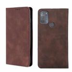 For Motorola Moto G50 Skin Feel Magnetic Horizontal Flip Leather Phone Case(Dark Brown)