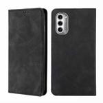 For Motorola MOTO G52j 5G Skin Feel Magnetic Horizontal Flip Leather Phone Case(Black)