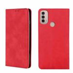 For Motorola Moto E40 Skin Feel Magnetic Horizontal Flip Leather Phone Case(Red)