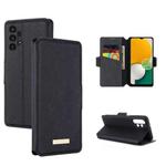 For Samsung Galaxy A13 MUXMA MX115 Cross Texture Oil Edge Flip Leather Phone Case(Black)