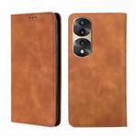For Honor 70 Pro/70 Pro+ Skin Feel Magnetic Horizontal Flip Leather Phone Case(Light Brown)