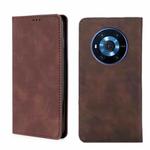 For Honor Magic3 Skin Feel Magnetic Horizontal Flip Leather Phone Case(Dark Brown)