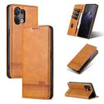 For OPPO Reno8 AZNS Magnetic Calf Texture Flip Leather Phone Case(Light Brown)