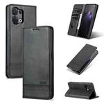 For OPPO Reno8 AZNS Magnetic Calf Texture Flip Leather Phone Case(Black)