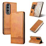 For Honor 70 AZNS Magnetic Calf Texture Flip Leather Phone Case(Light Brown)
