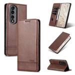 For Honor 70 Pro AZNS Magnetic Calf Texture Flip Leather Phone Case(Dark Brown)
